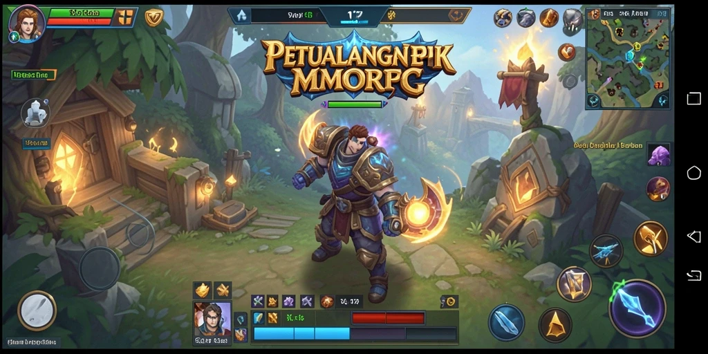 Screenshot menunjukkan pertarungan epik di dunia fantasi MMORPG.