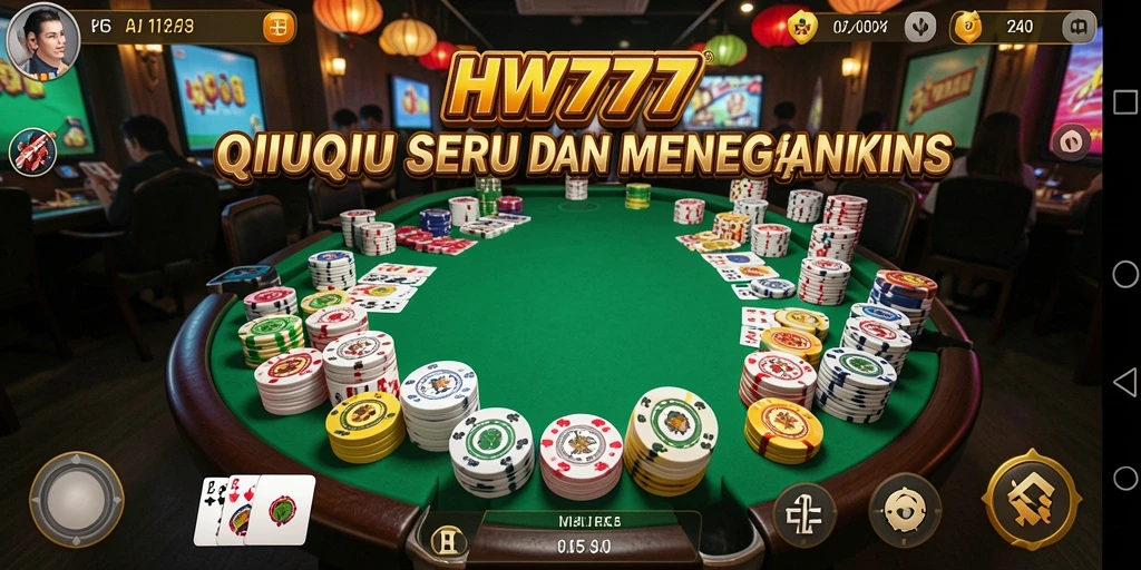 Screenshot HW777 menampilkan aksi seru dalam permainan QiuQiu.