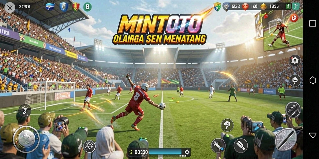 Screenshot utama MINTOTO yang menunjukkan gameplay olahraga yang menarik.