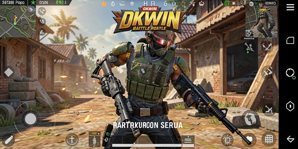 Tampilan seru dari pertarungan intens dalam OKWIN di arena Battle Royale.