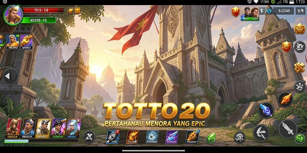 Gameplay TOTO20 dengan menara strategis melawan musuh.