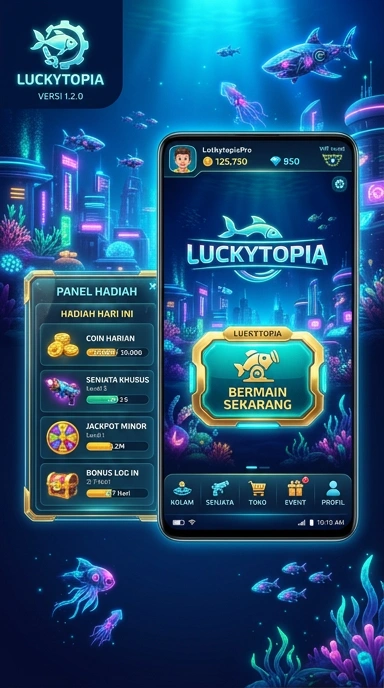 Proses unduh yang mudah dan cepat di aplikasi Luckytopia.